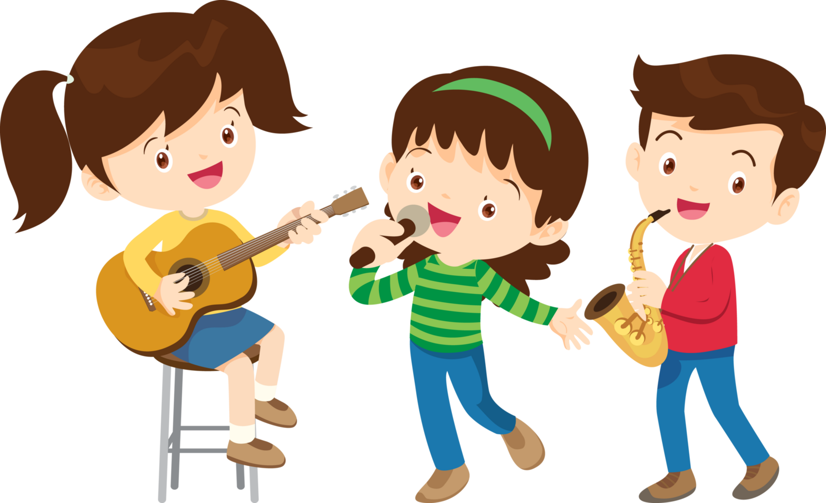 Children sing and Playing Musical instruments music kids png