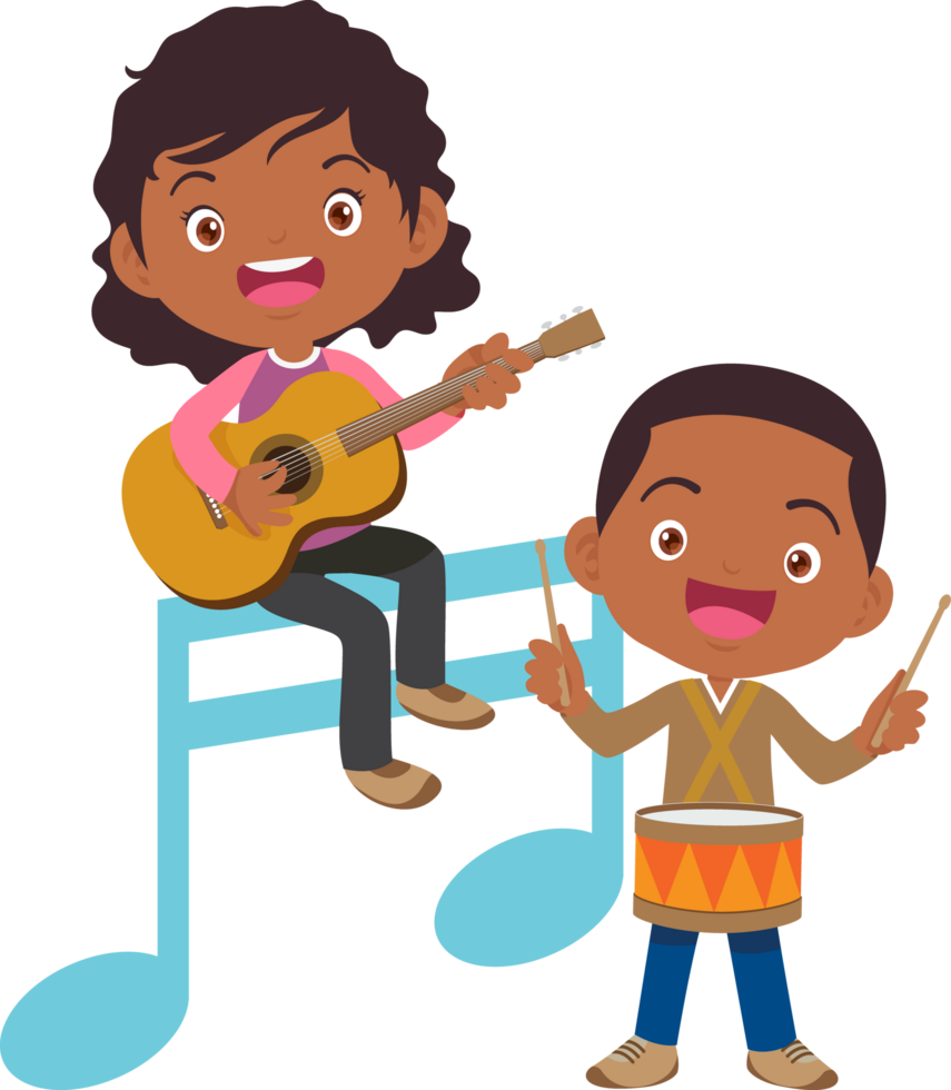 Children sing and Playing Musical instruments music kids png
