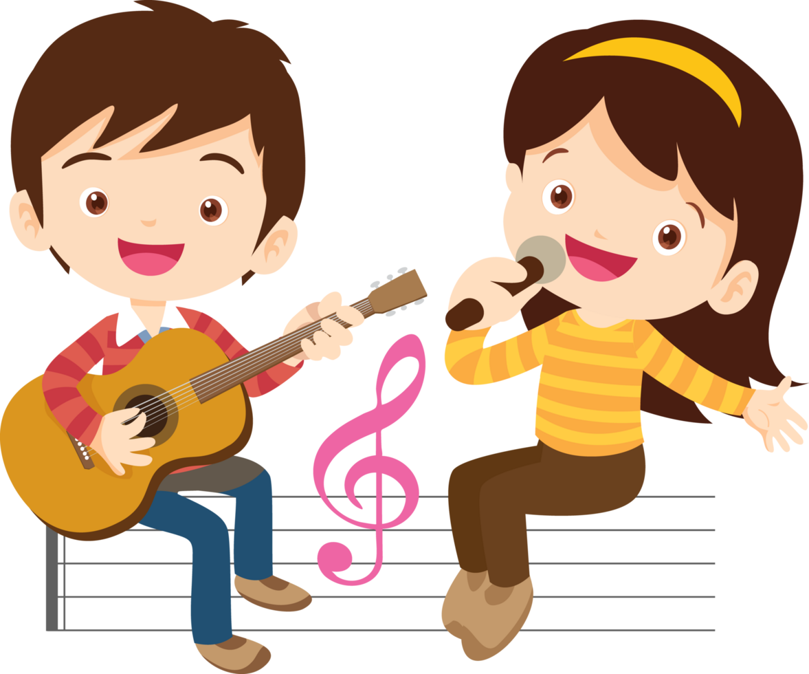 Children sing and Playing Musical instruments music kids png