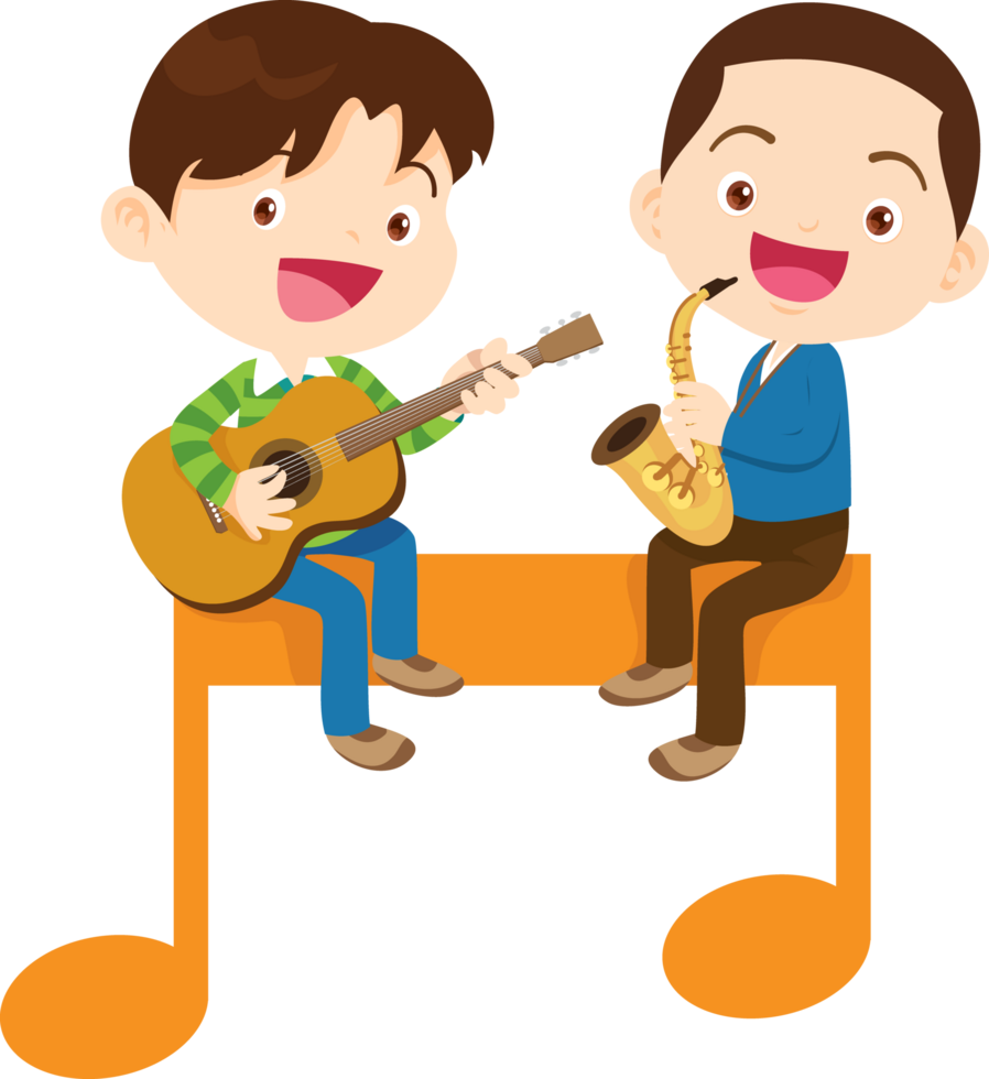 Children sing and Playing Musical instruments music kids png