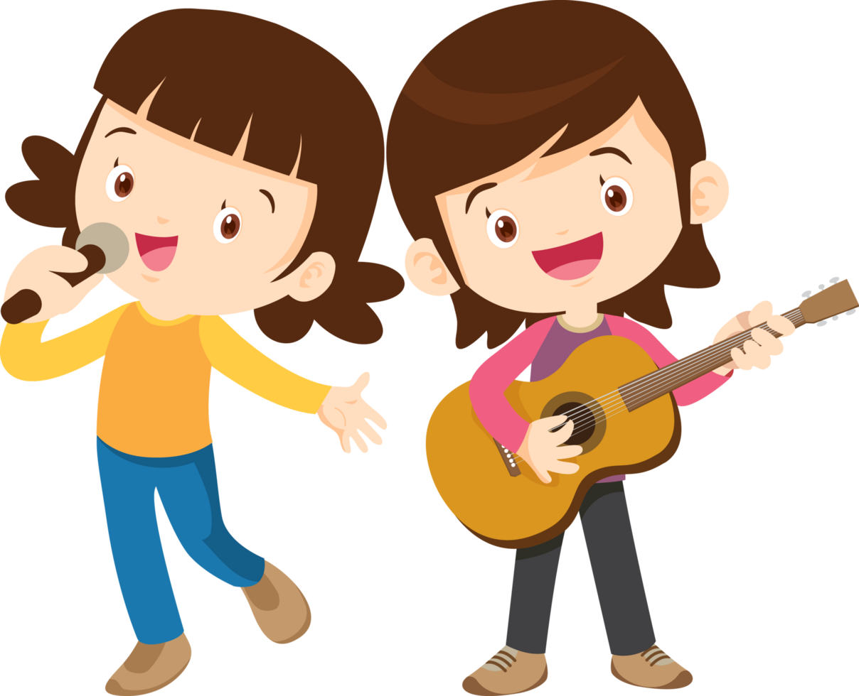 Children sing and Playing Musical instruments music kids png