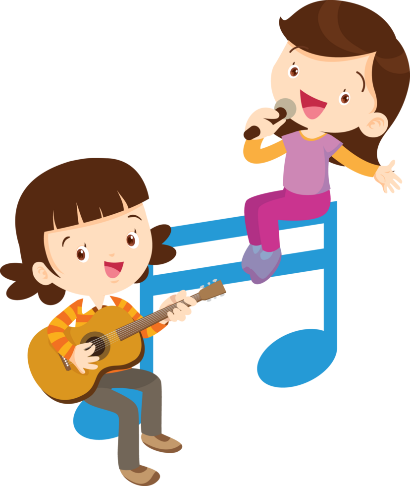 Children sing and Playing Musical instruments music kids png