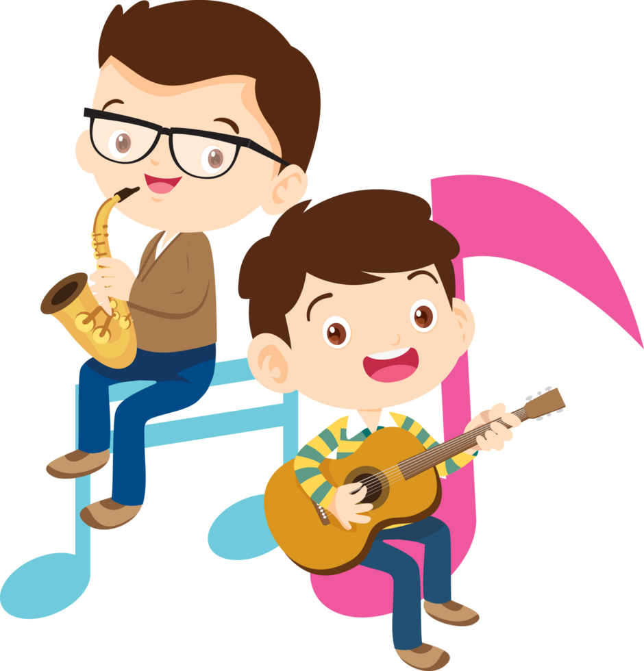 Children sing and Playing Musical instruments music kids png