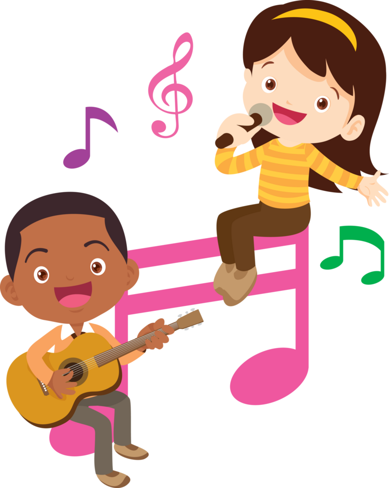 Children sing and Playing Musical instruments music kids png