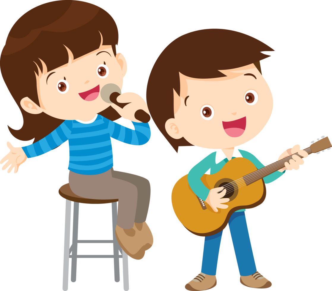 Children sing and Playing Musical instruments music kids png