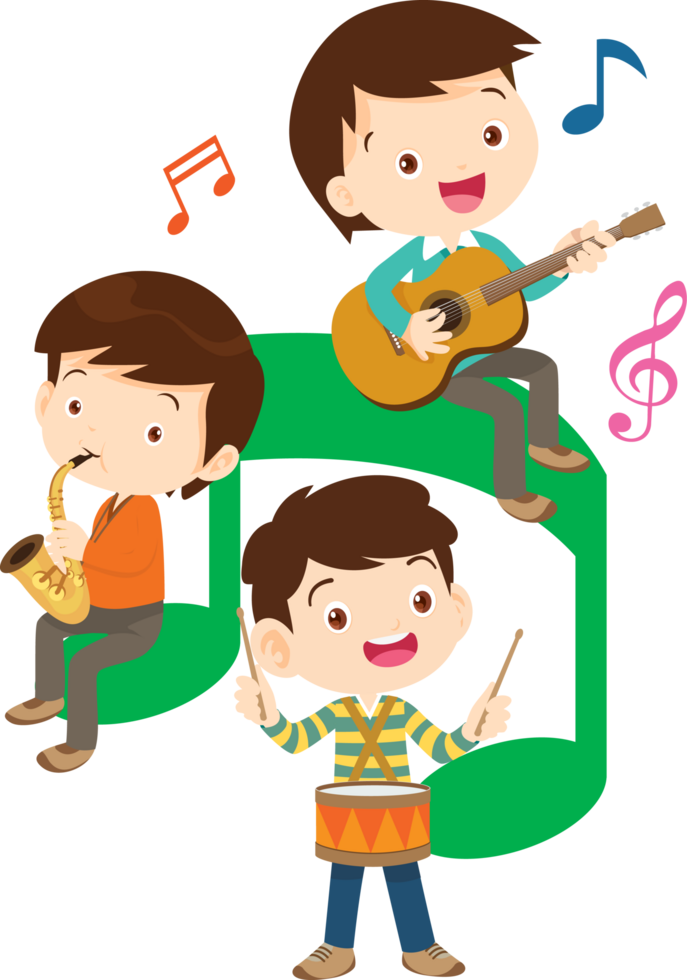Children sing and Playing Musical instruments music kids png