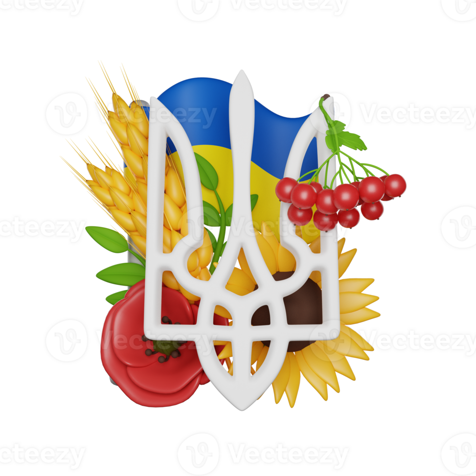 The coat of arms of Ukraine. 3D icon. Kyiv, Ukraine png