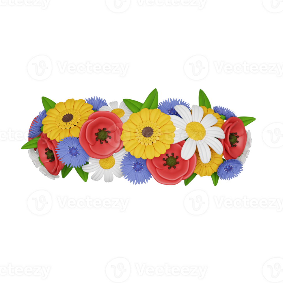 Ukrainian wreath, traditional Ukrainian culture. 3D icon png