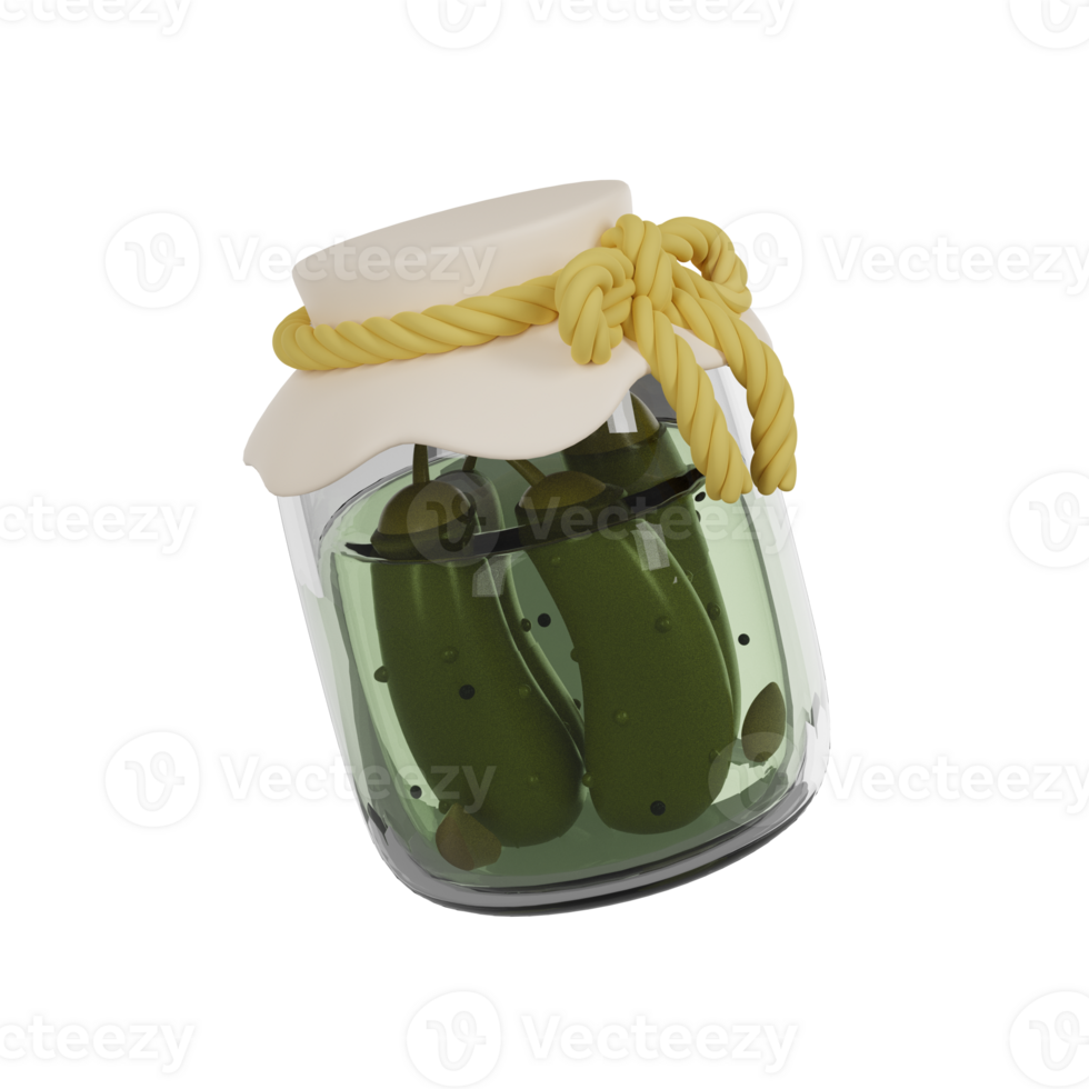 A can of cucumbers, pickled cucumber. 3D render icon png