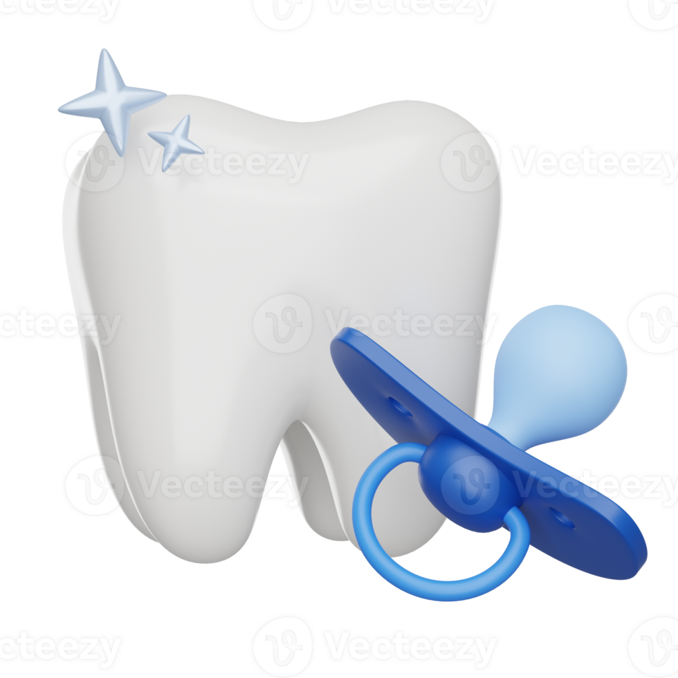 Deciduous teeth or primary teeth 3D render icon png