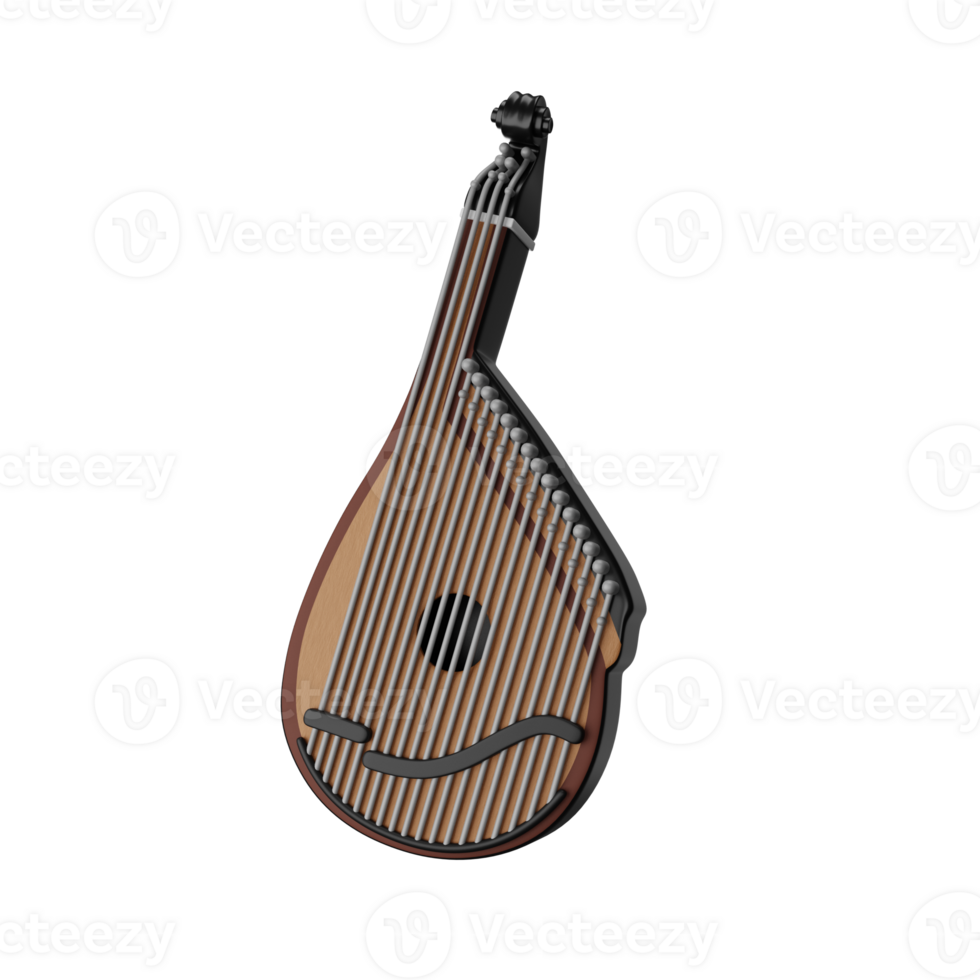 The kobza, or bandura, Ukrainian folk music instrument. 3D icon png