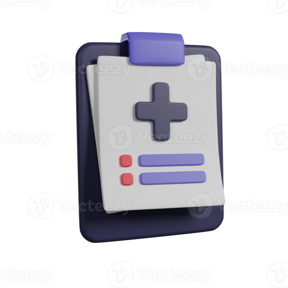 Medical clipboard icon 3D render icon png