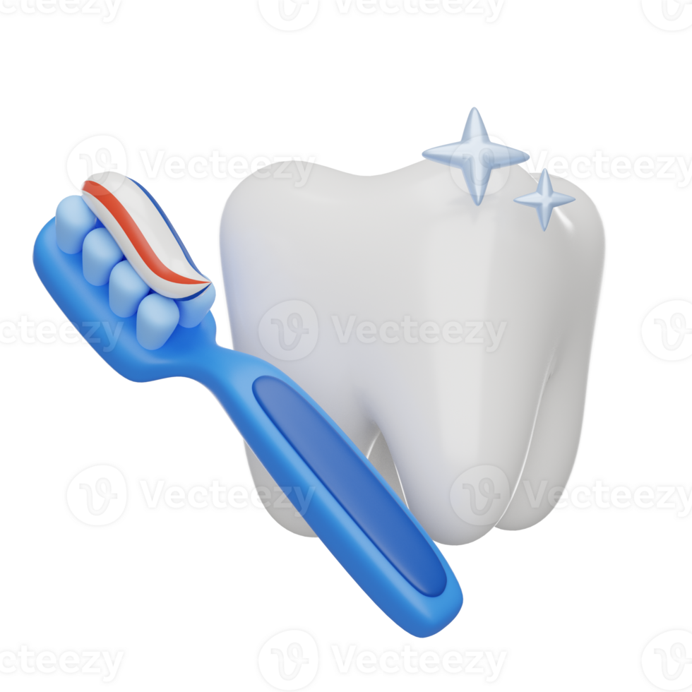 tand med tandborste och tandkräm 3d framställa ikon png