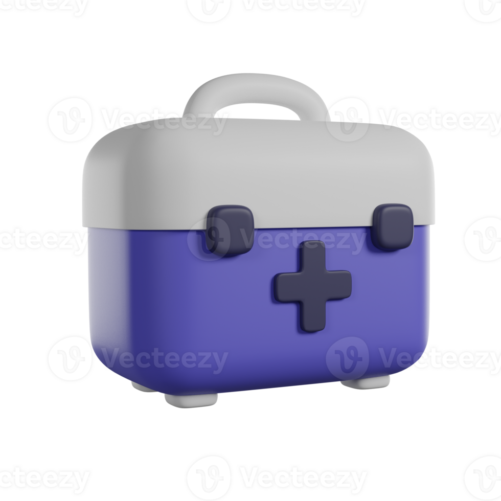 First aid medical kit 3D render icon png