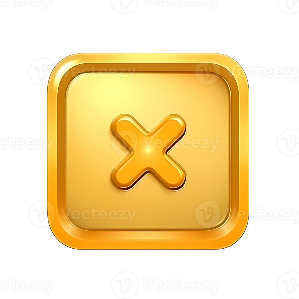 Golden square close button game interface menu element png