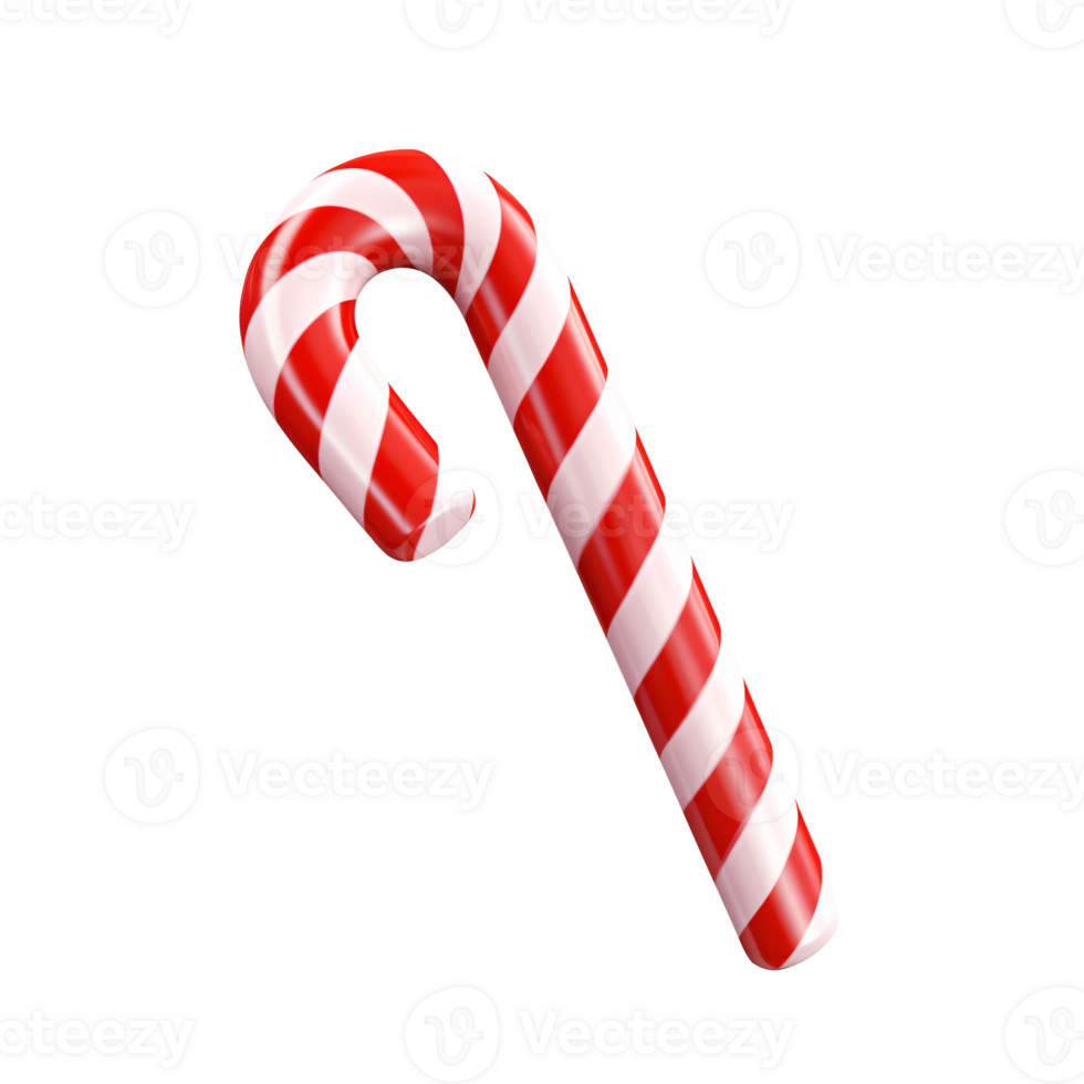 A 3d rendering of a Candy cane isolated png