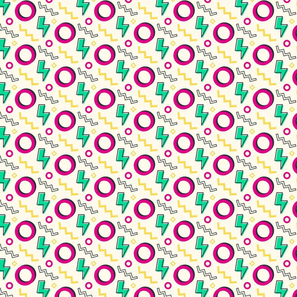 90s Abstract Pattern. Vector Illustration With Colorful Shapes