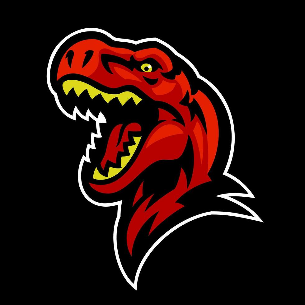 Fierce T-rex Head Mascot Logo Illustration vector