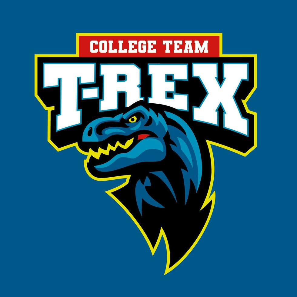 College T-rex Team Logo Mascot Design vector