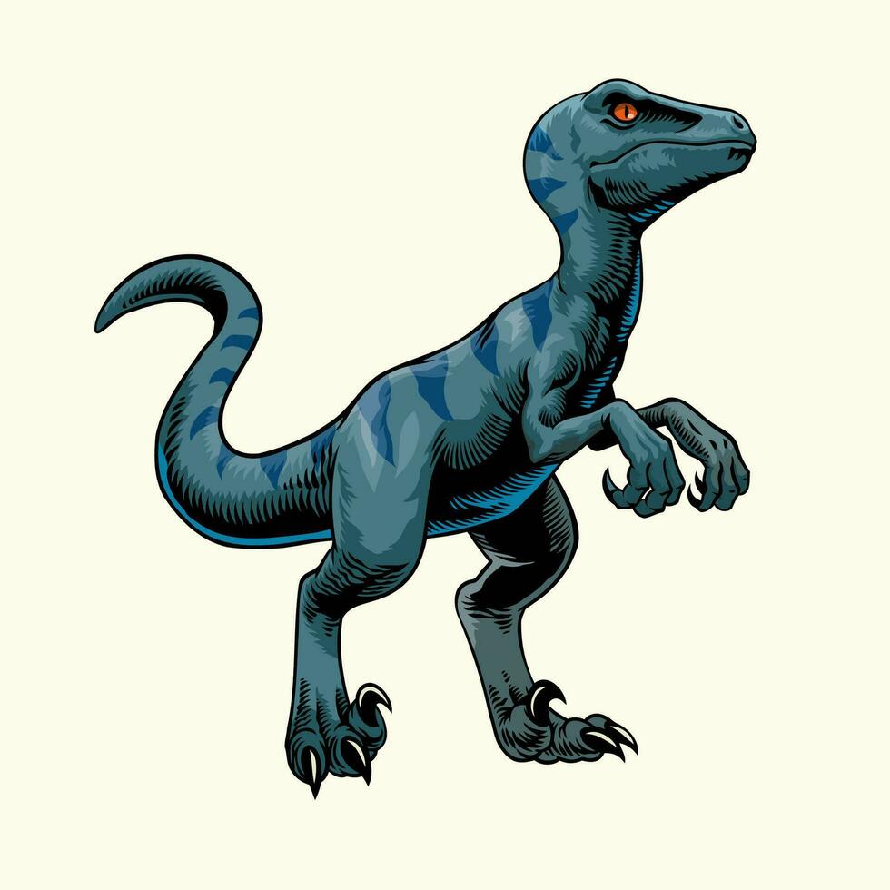 Hand Drawn Raptor Dinosaurs vector