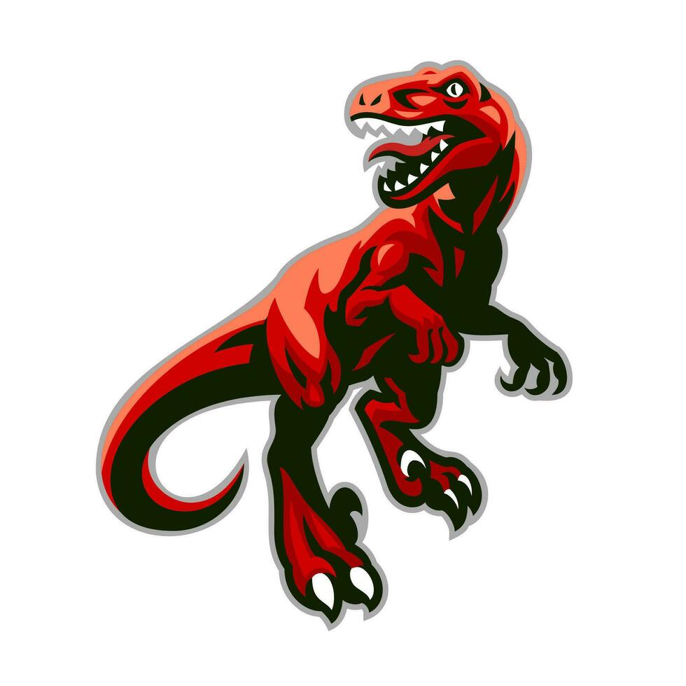 Drawing of Angry Raptor Dinosaurs Mascot vector