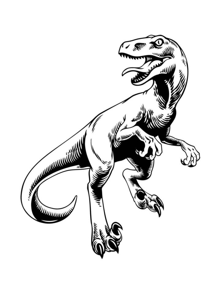 Hand Drawn Raptor Illustration in Vintage Style vector