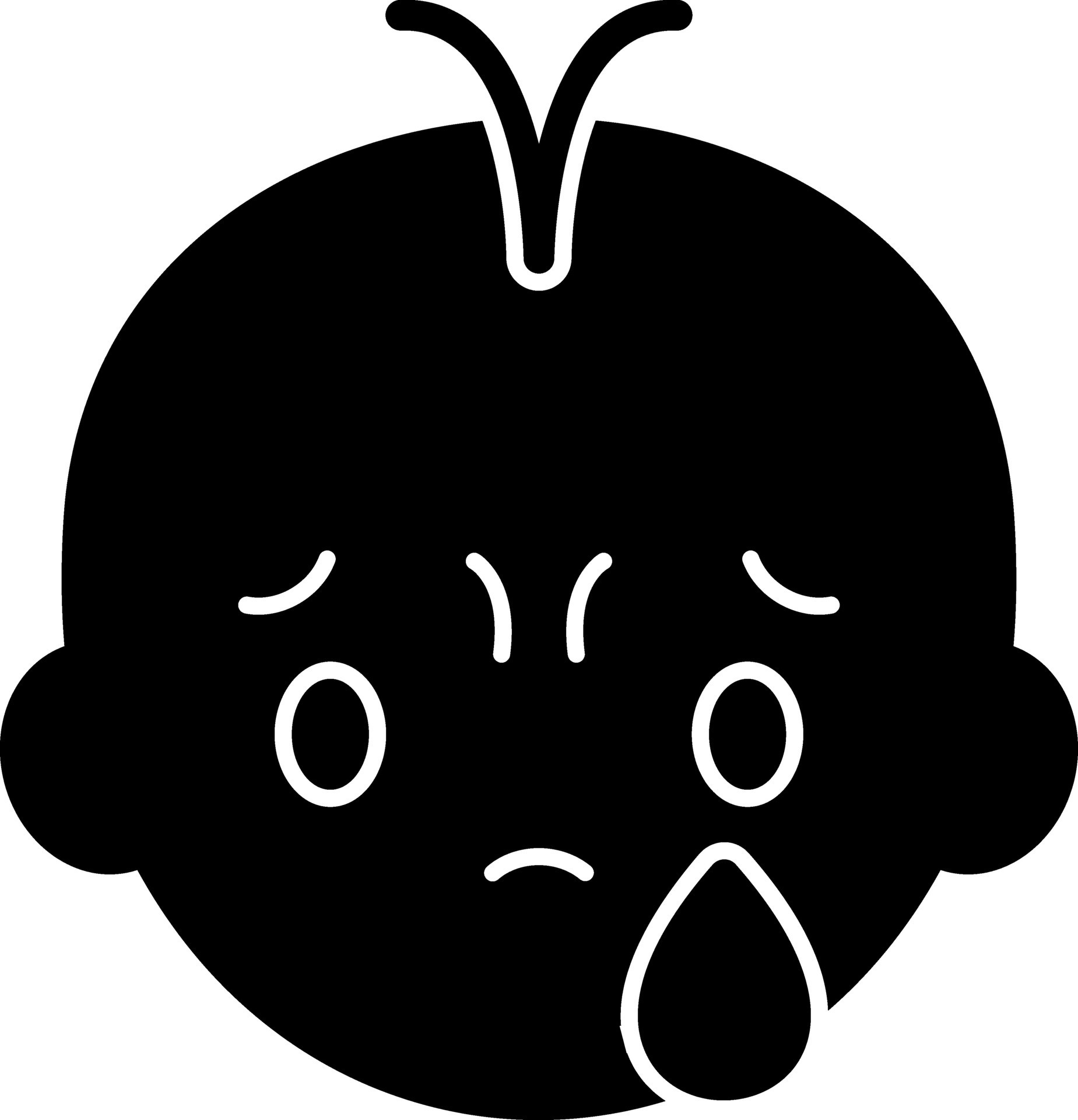 Kid crying with tears rolling down his cheeks, flat style vector