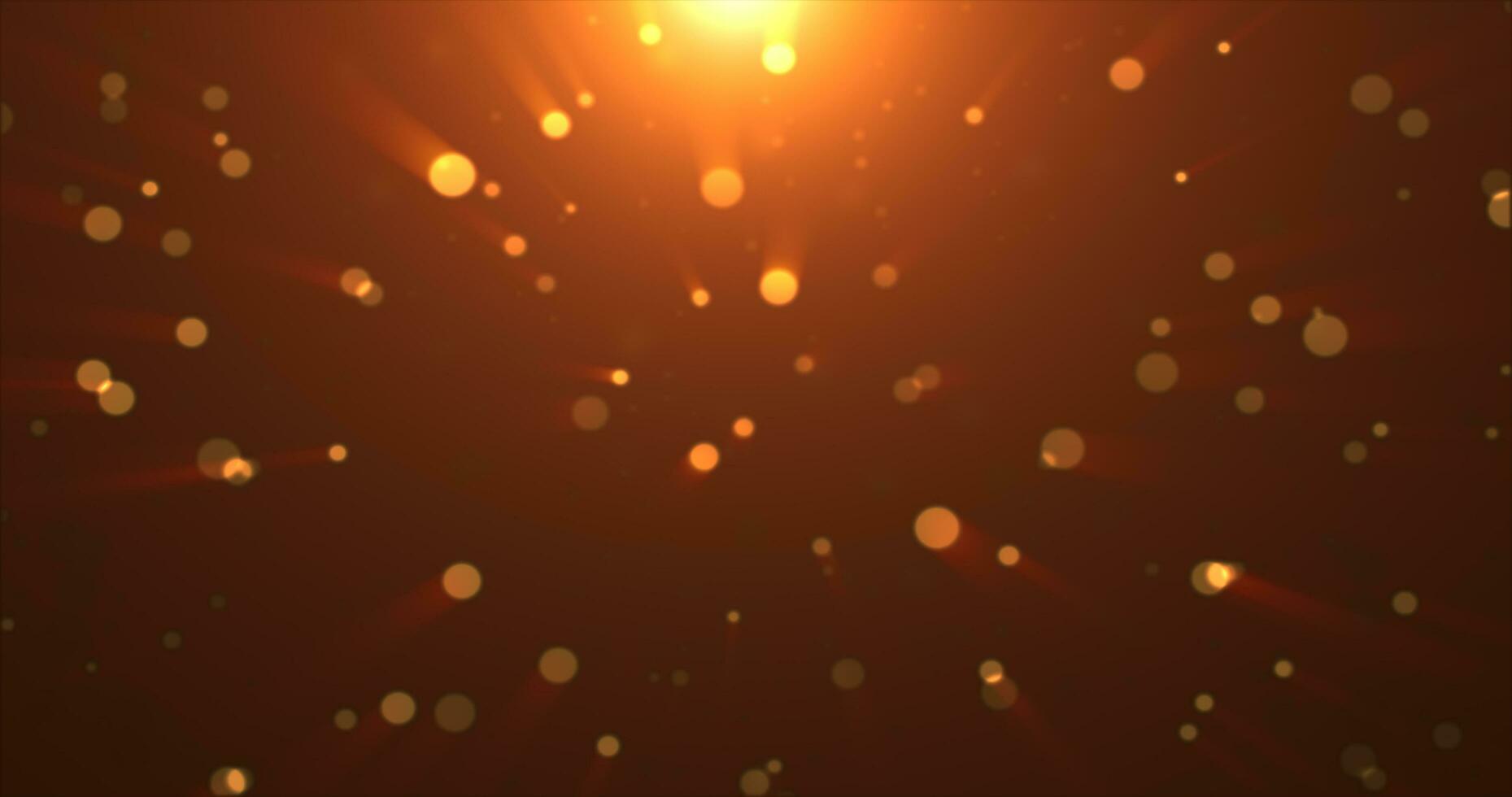 Abstract background of yellow orange gold glowing particles and bokeh dots of festive energy magic photo