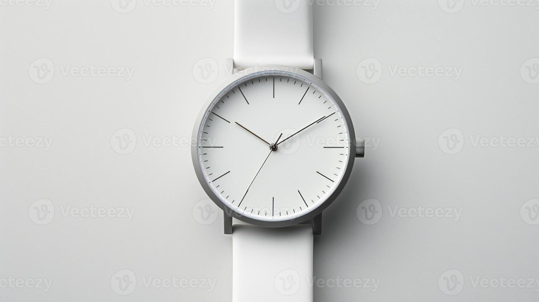 a white analog watch on a white surface photo