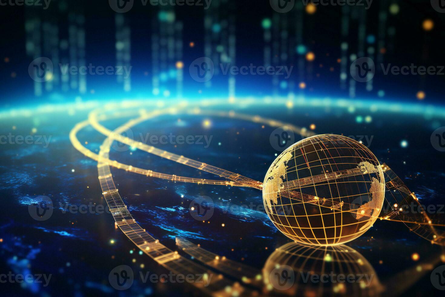 the earth globe with binary code and digital lines AI Generative photo
