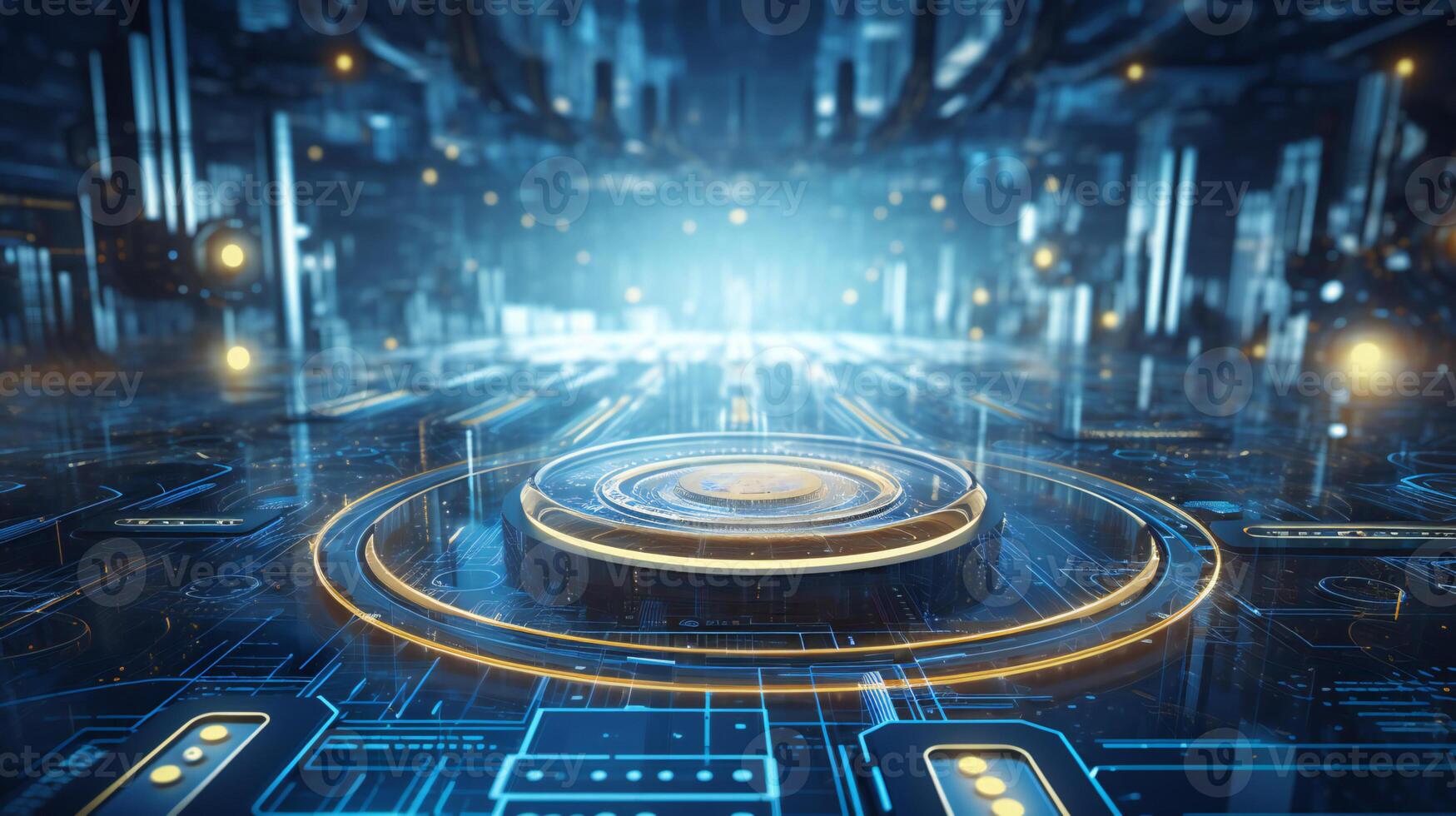 a futuristic technology background with a circular object photo