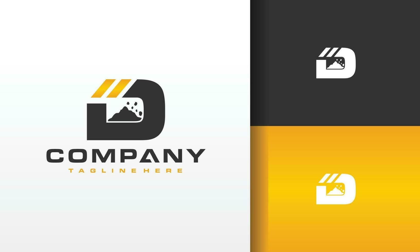 initial D rocks construction logo vector