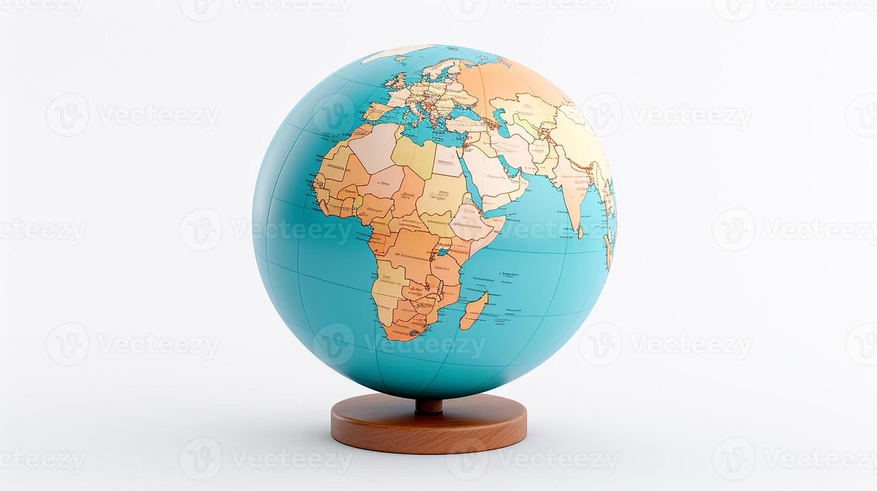 a globe on a white background with a map of the world AI Generative photo