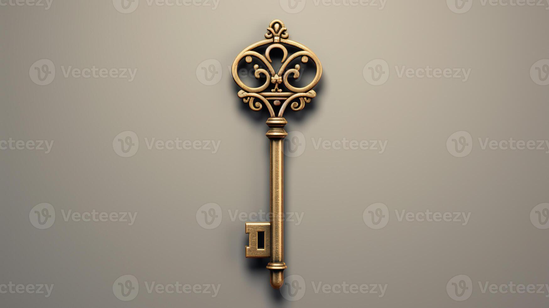 an old key with a gold design on it photo