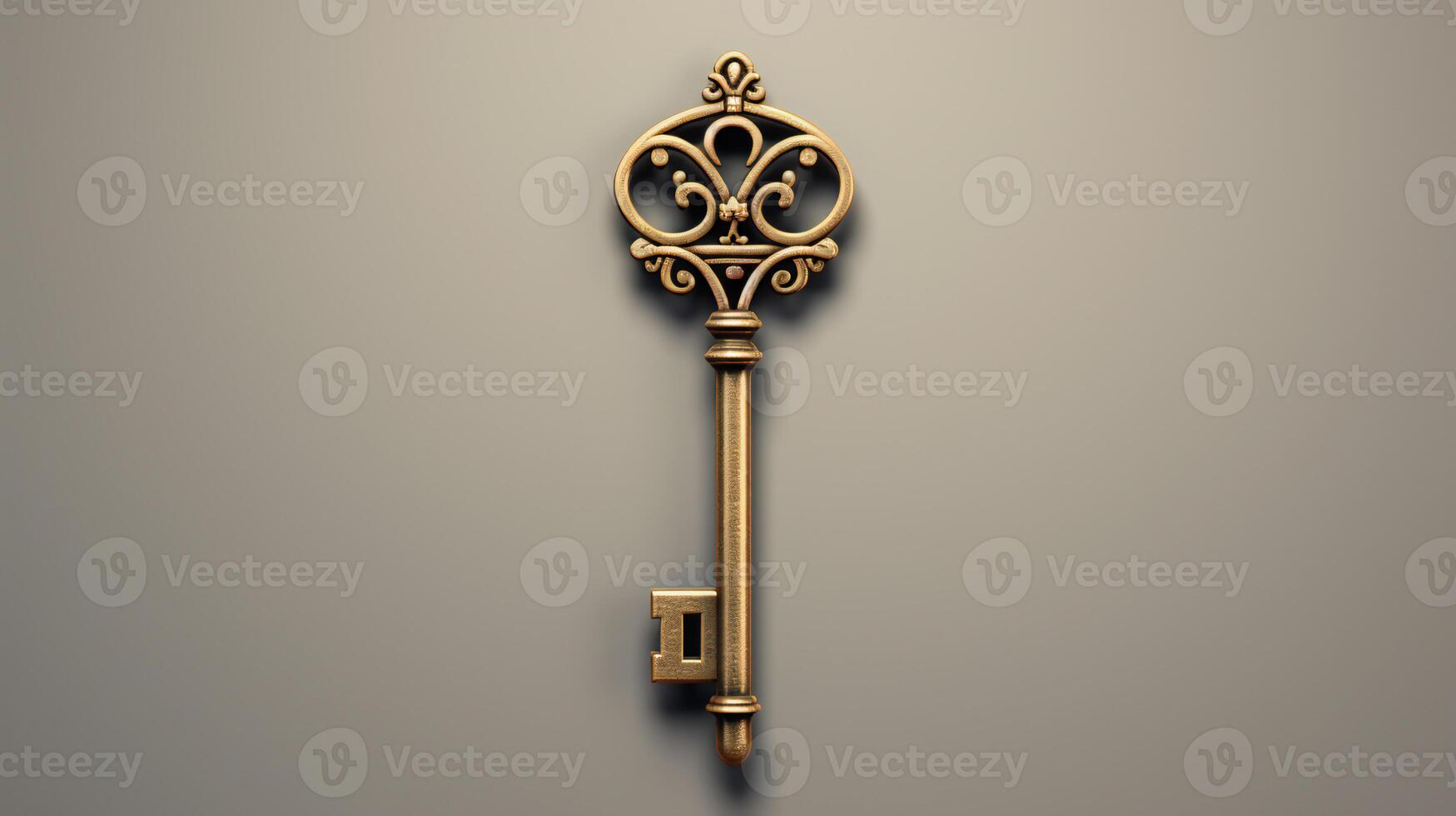 an old key with a gold design on it AI Generative photo