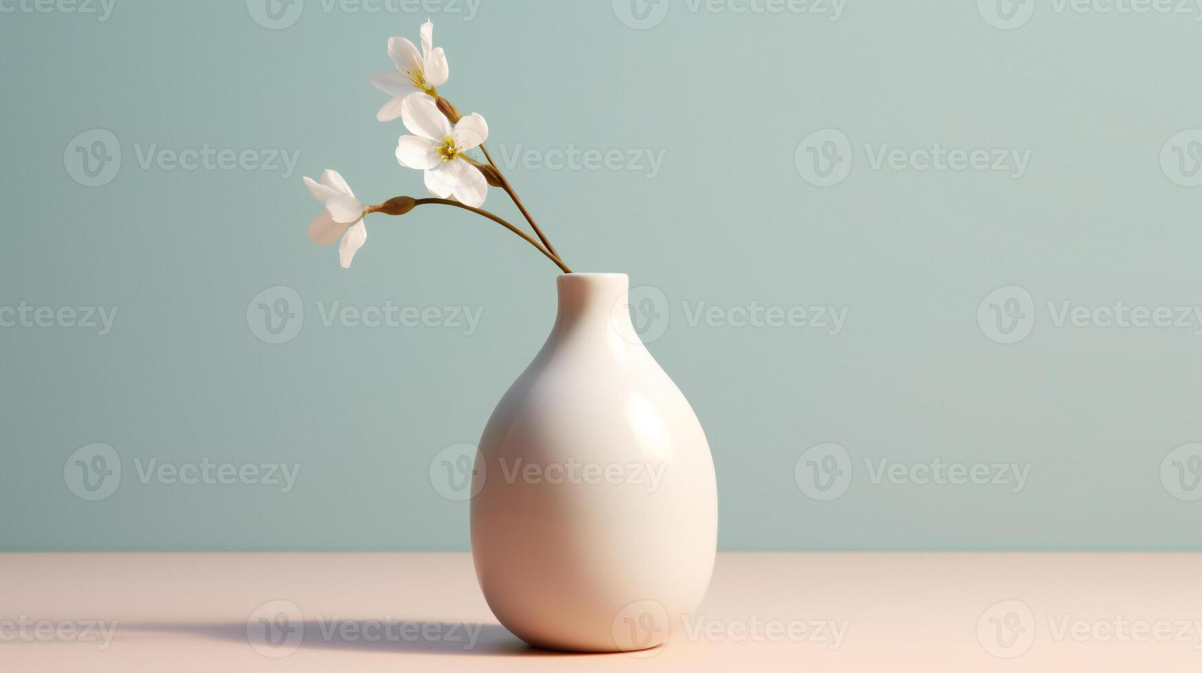 a white vase with a single flower in it AI Generative photo