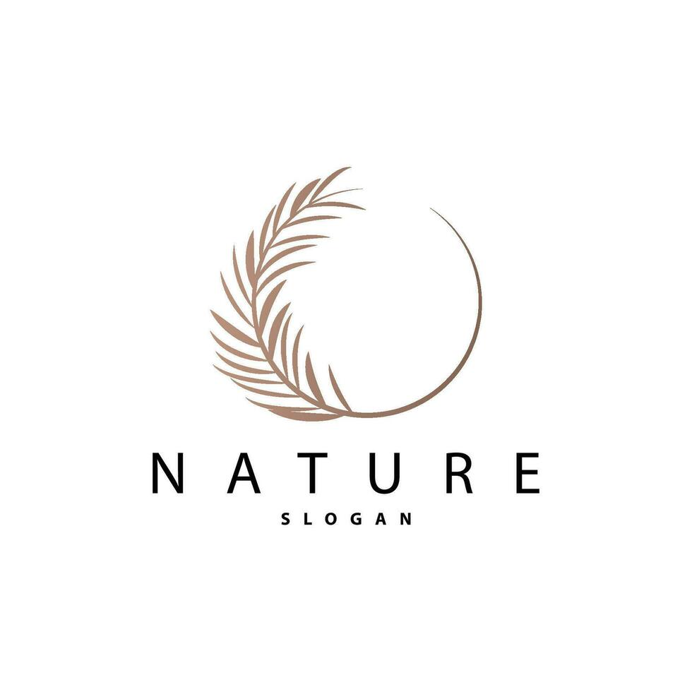 Palm Leaf Logo Design Vector Simple Minimalist Symbol Illustration Template
