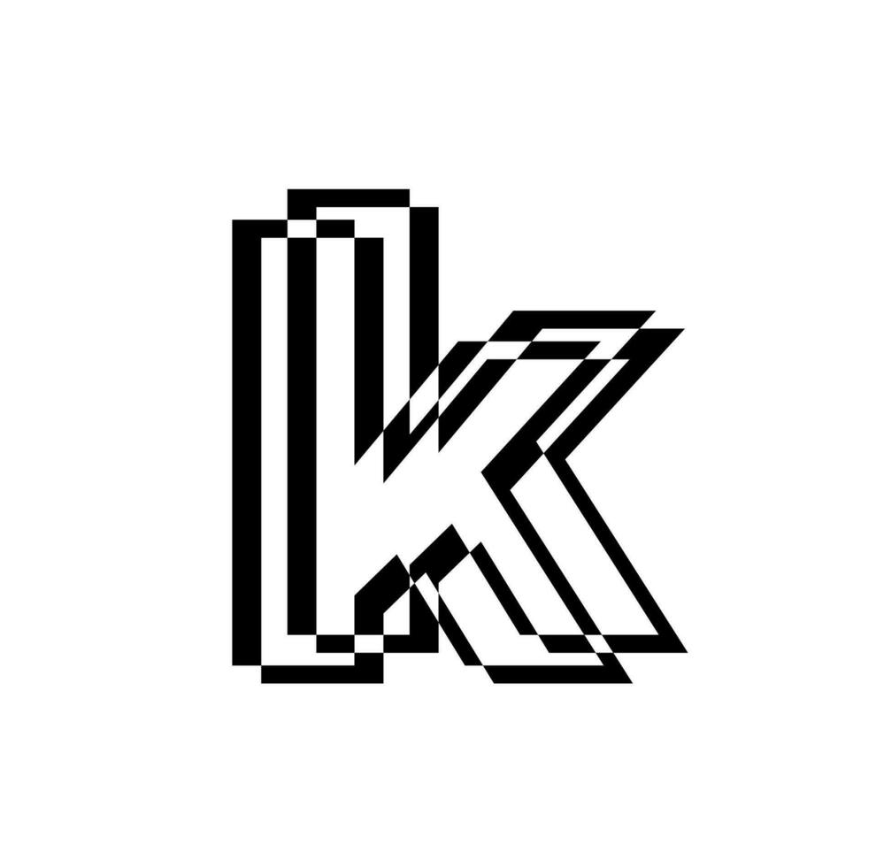 k marca nombre inicial letra ilustrativo icono. vector