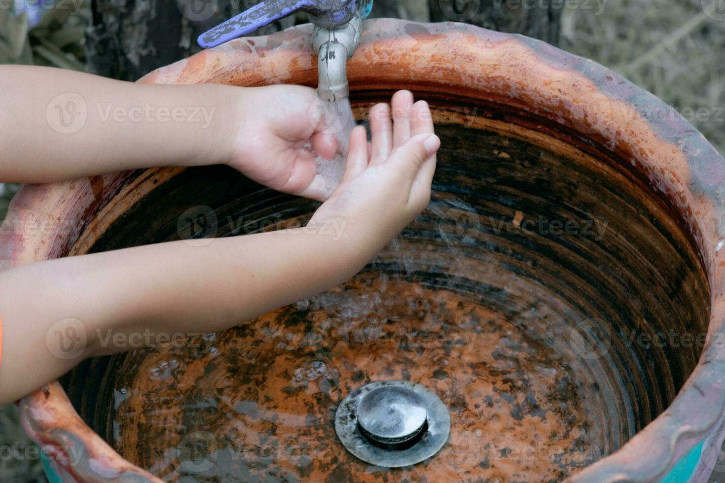 Children's hands. Wash your hands to prevent germs. photo