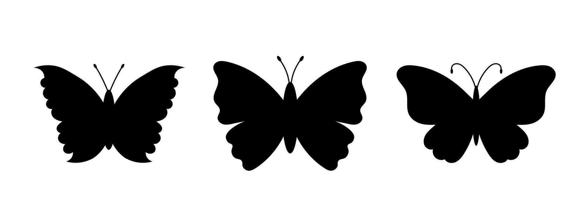 Butterfly black shape set vector