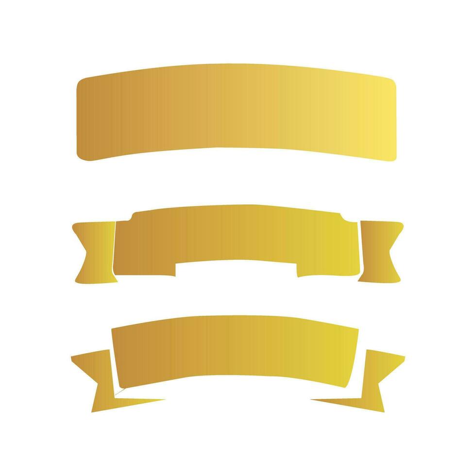 A vector bundle of simple cliparts in the form of a blank gold banner