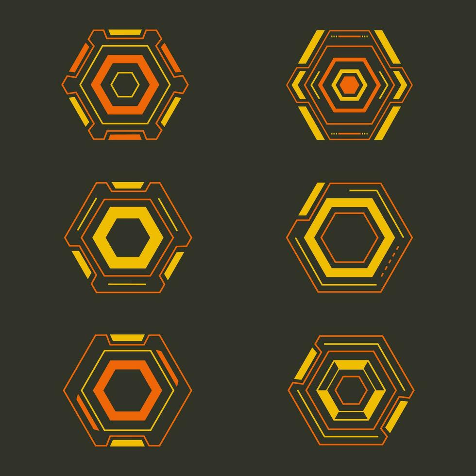 Hexagon futuristic HUD vectors set