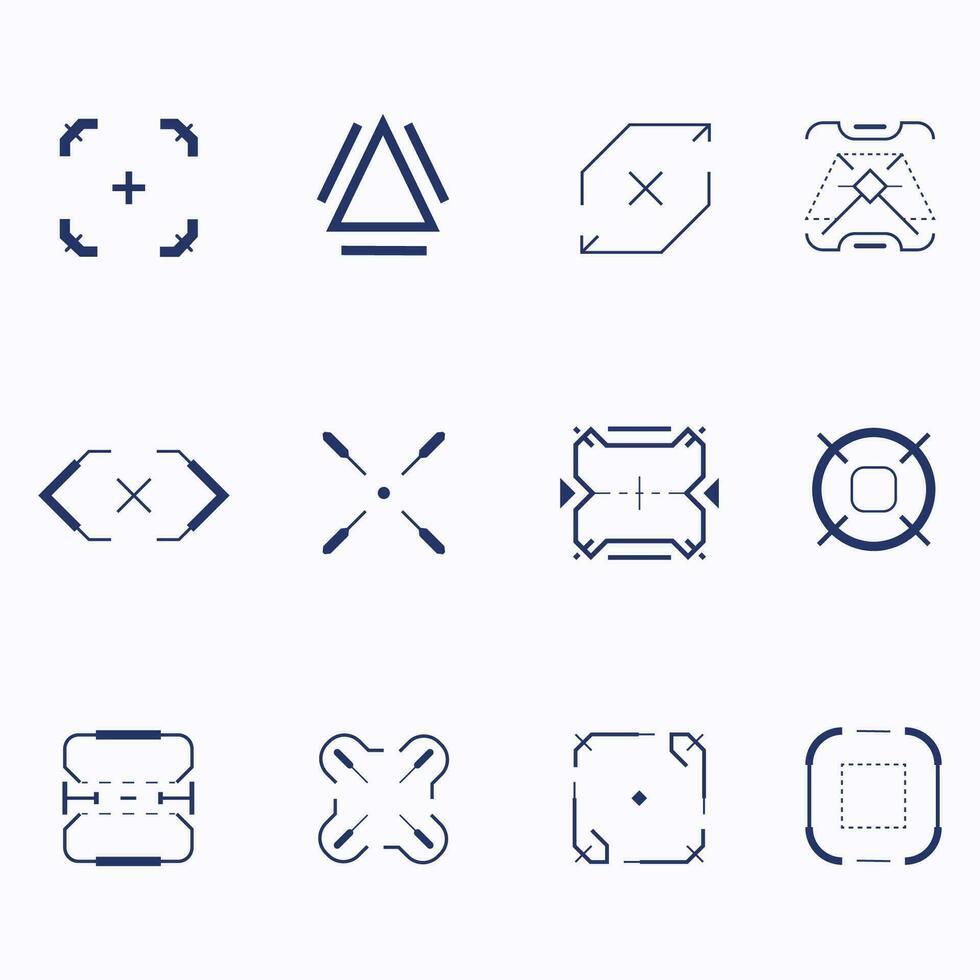 Set of game crosshair vector shapes