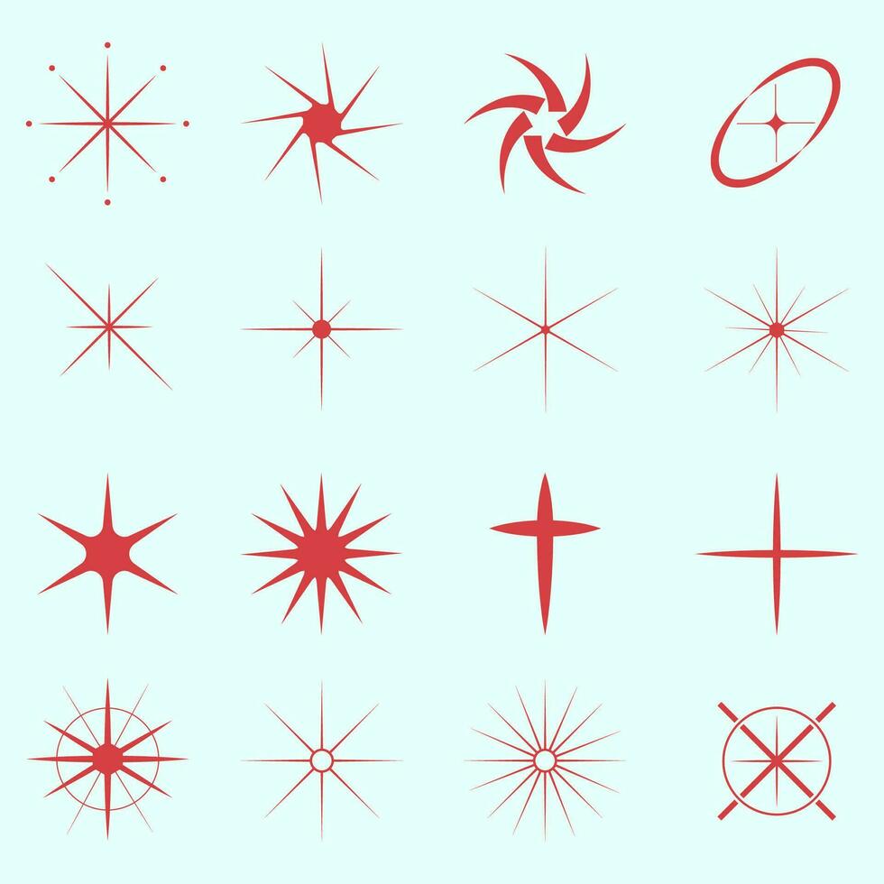 Set of red starburst vector icons