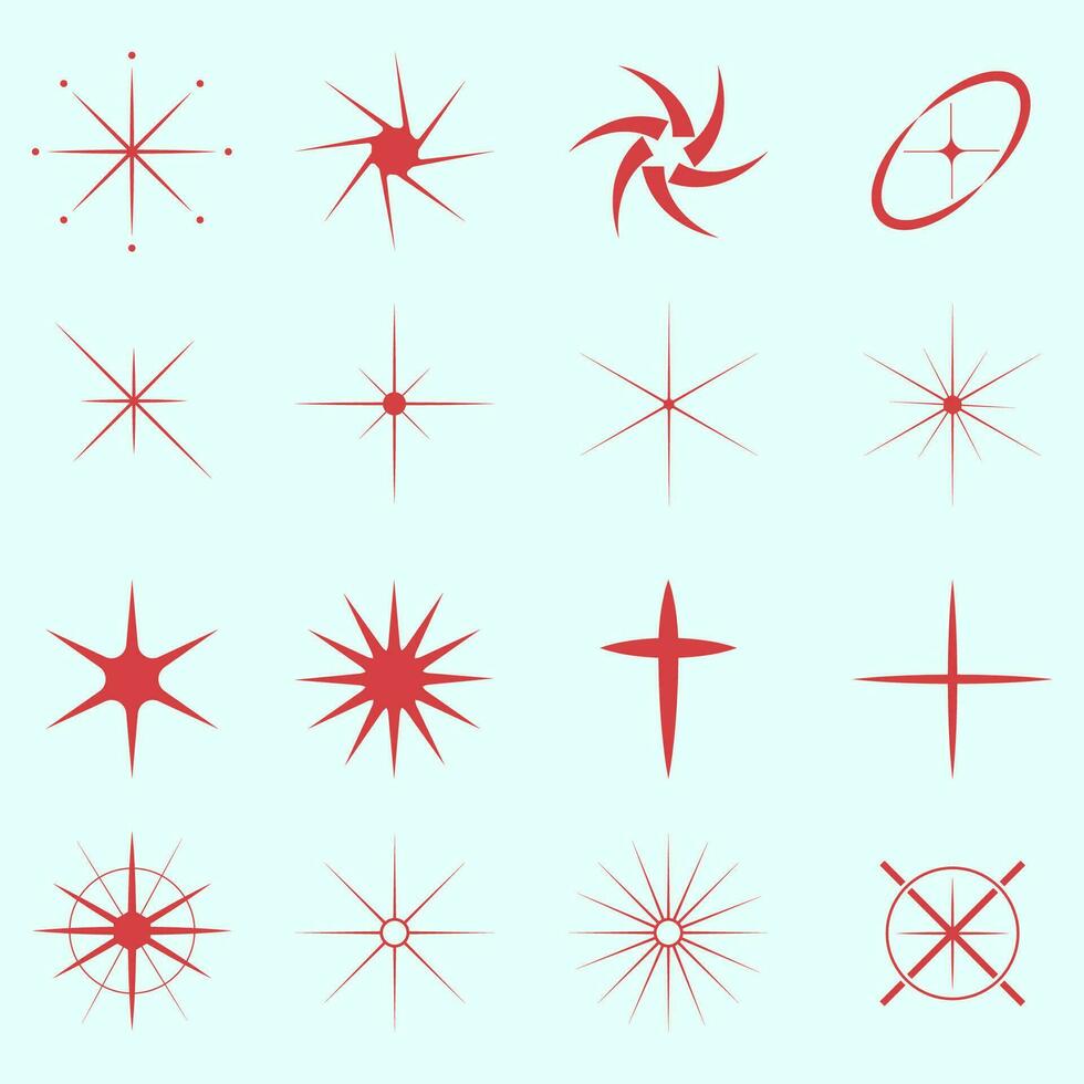 Set of red starburst vector icons