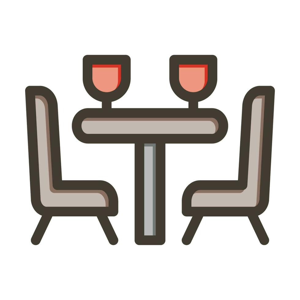 Dinner Table Vector Thick Line Filled Colors Icon For Personal And Commercial Use.