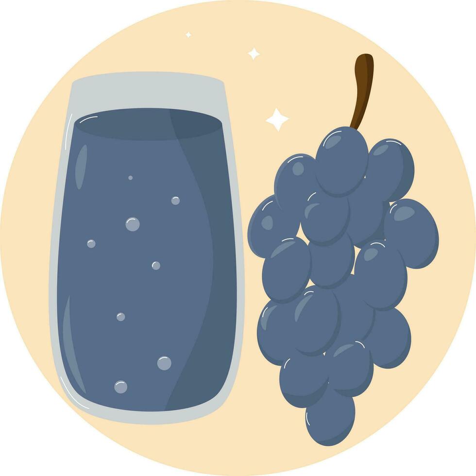 a glass of grape juice and a bunch of grapes vector