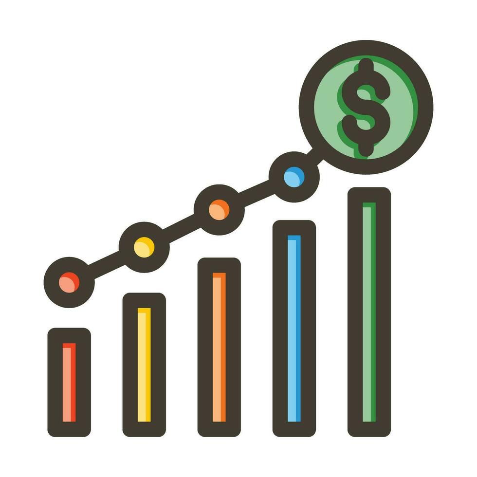 Financial Profit Vector Thick Line Filled Colors Icon For Personal And Commercial Use.