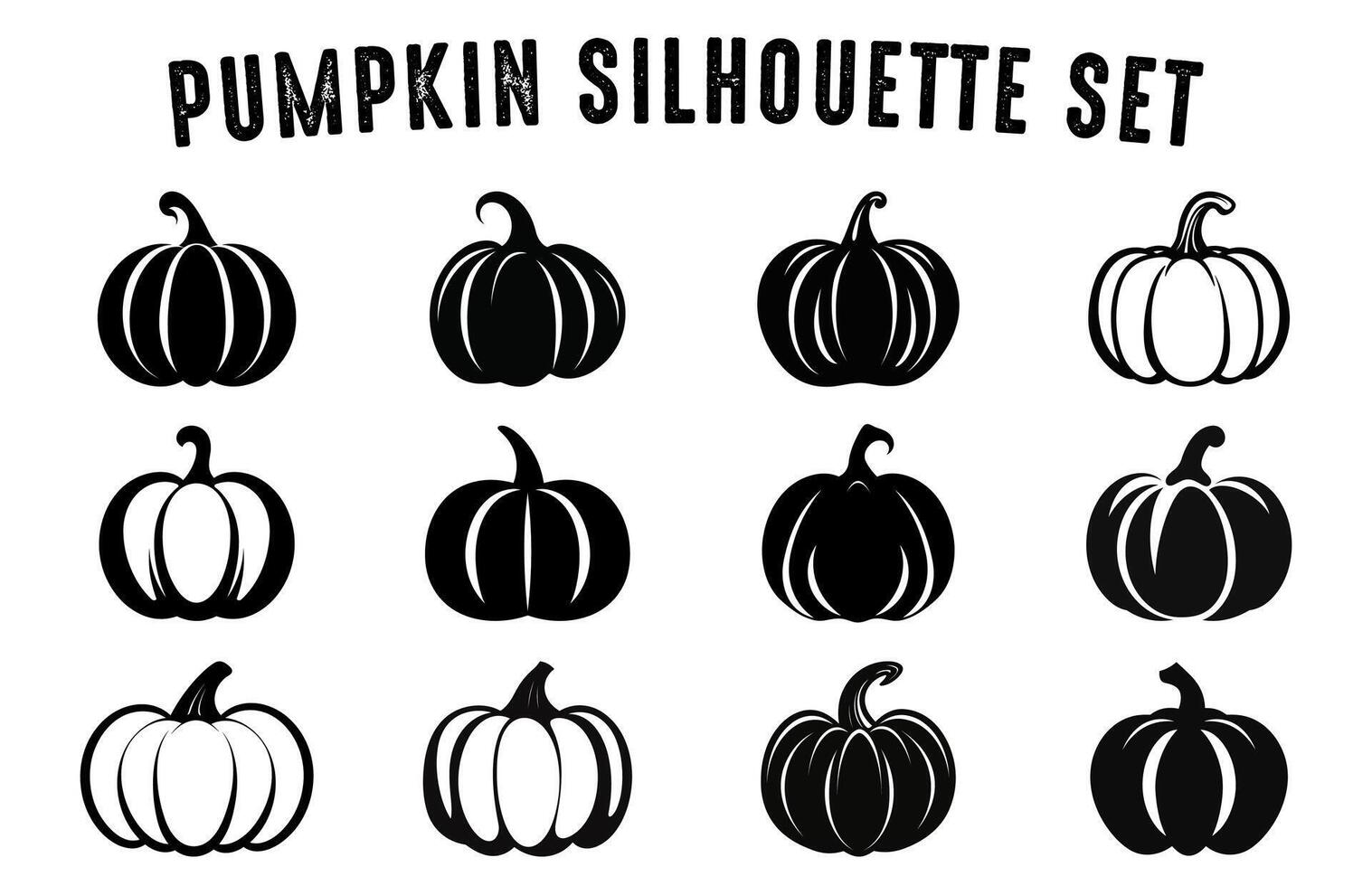 Set of Halloween pumpkin silhouette vector, pumpkin vector silhouette bundle