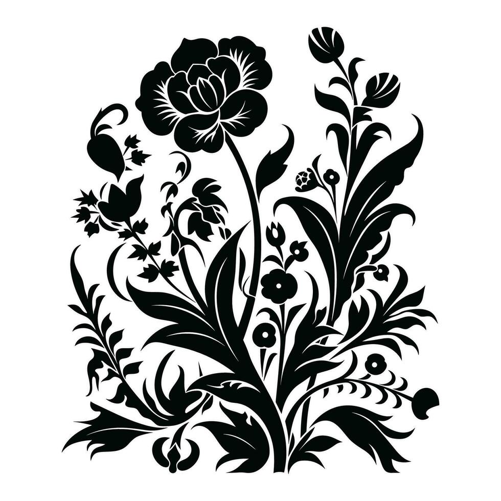 Floral Flower Vector Line art Illustration, Floral Flower vector